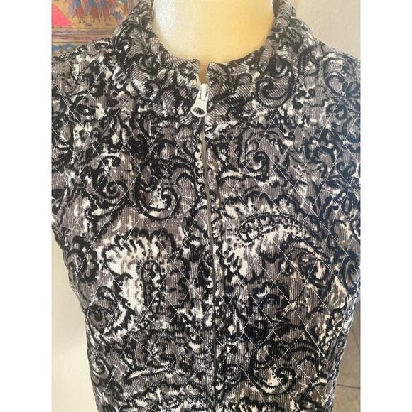Basic Editions Corduroy Paisly Vest in black and white, XL - Picture 3 of 9